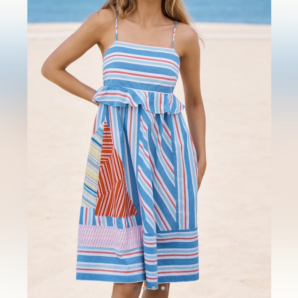 Celandine by Anthropologie Square Neck Striped Multicolor Sundress